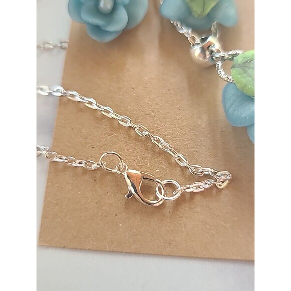 Blue Floral Polymer Clay Jewelry Set, NEW - Picture 7 of 10